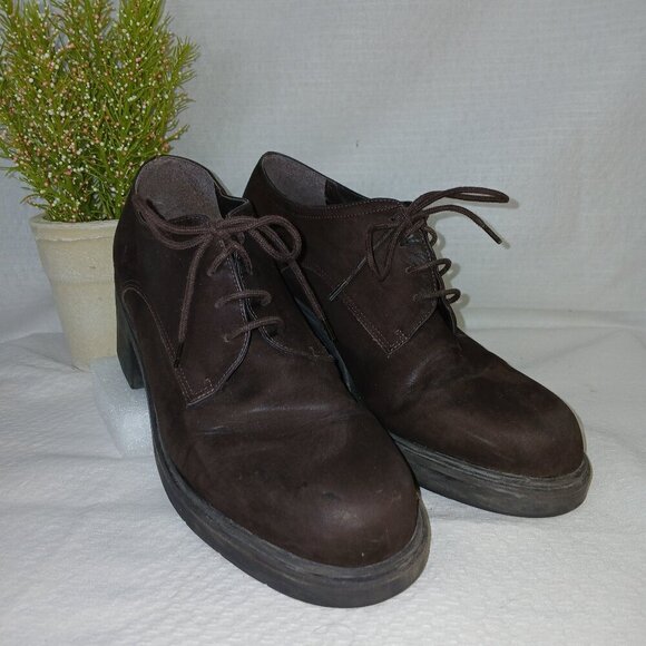 Luca B for Calico chunky brown suede lace up shoes, chunky heel, size 7.5 - Picture 2 of 9